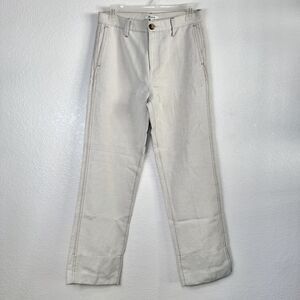 Madewell The Dean Easy Straight Pant SIZE 26 "Bone" Off White Cream Cotton Linen